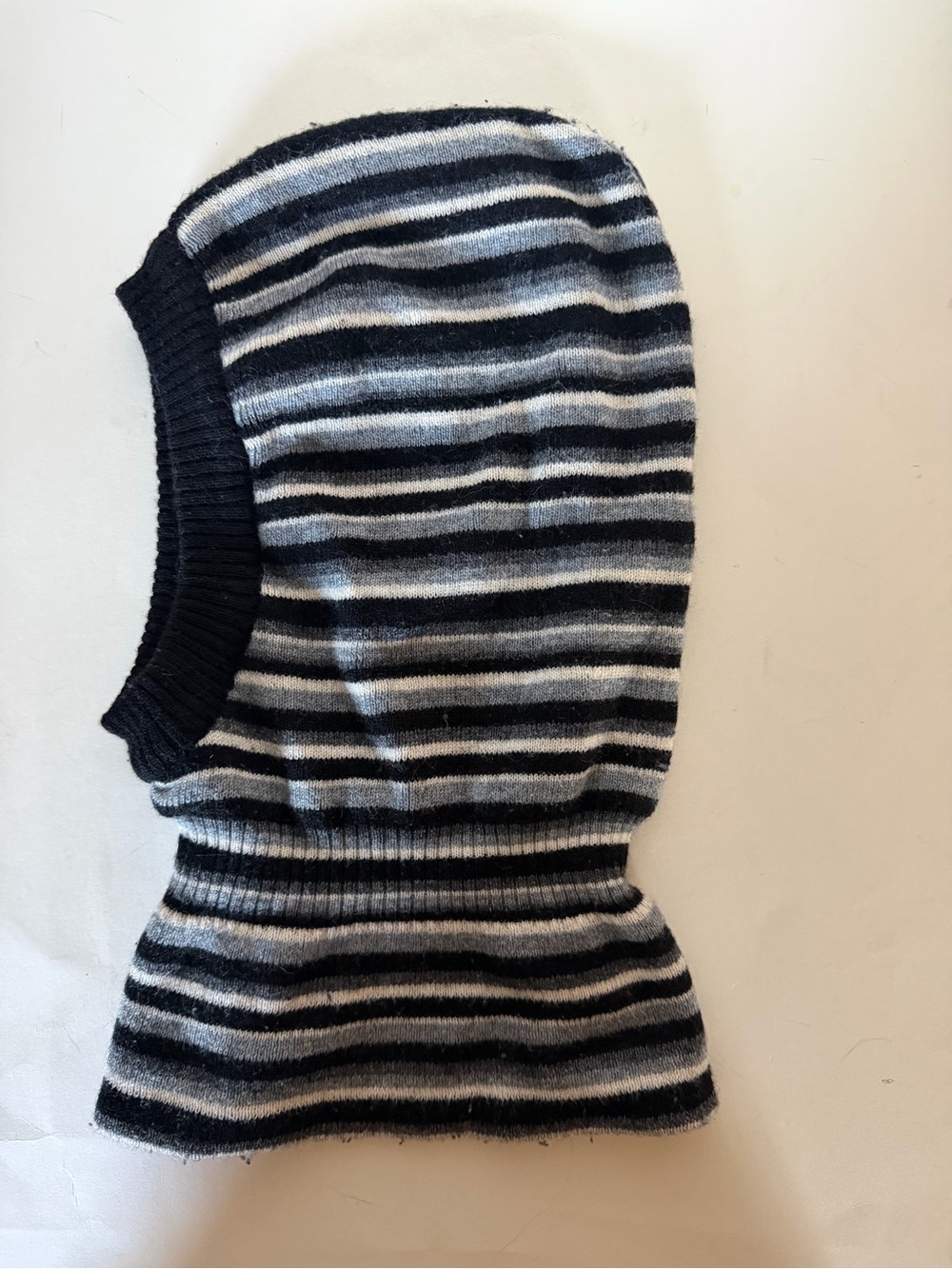Striped Black and Gray boys wool hat